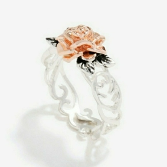 🎀 925- 14k Rose Gold Rose Ring - Picture 2 of 8